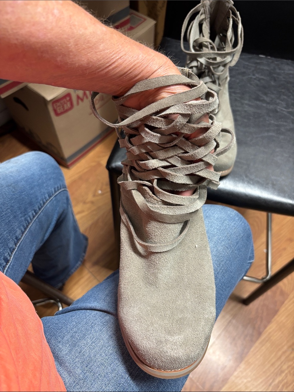 Women’s Torrid genuine suede, Ankle Boots - Taupe, 9.5 WW